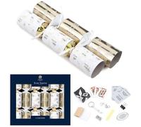 Tom Smith Pack 6 Luxury Mini Charity Christmas Crackers White & Gold Festive Foliage Design