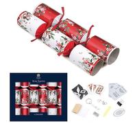 Tom Smith Pack 6 Luxury Mini Charity Christmas Crackers White & Red Holly Ivy Design