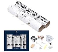 Tom Smith Pack 6 Luxury Mini Charity Christmas Crackers White & Silver Snowflake Design
