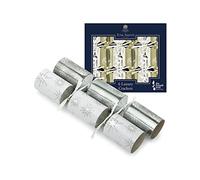 Tom Smith Pack 6 Luxury Mini White & Silver Charity Christmas Tree Crackers Eco 21cm