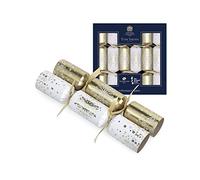 Tom Smith Pack 6 Premium White & Gold Snowflake Charity Christmas Crackers Eco 34cm