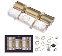Tom Smith Pack 8 White & Gold Bauble Design Eco Charity Christmas Crackers Family