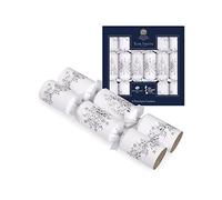 Tom Smith Pack of 6 Premium White & Silver Snowflake Tree Design Charity Christmas Crackers 34cm