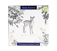 Tom Smith 12 Boxed Premium Square Christmas Cards Woodland Animal Design