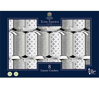 Tom Smith - Traditional Christmas Crackers | Design Christmas Cracker Set in Box | Seasonal Cracker Gift Box | Silver & White - 6/8x12.5"WB