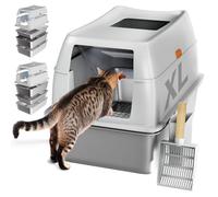Tom & Sora Creations Stainless Steel Litter Box, Sifting Litter Box, Sifting Cat Litter Box, Sifting Litter Box for Pine Pellets and Clay Litter, Enclosed Sifting Litter Box, XL, Grey