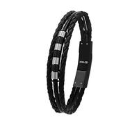 Tom Tailor 2100612 Bracelet for Boys, Stainless Steel and Leather, 16.5 + 1.5 cm, Two-Tone, Gift Idea, Comes in Jewellery Gift Box