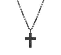 Tom Tailor 2100637 Men's Stainless Steel Necklace with Pendant 50 + 5 cm Black Cross Pendant Gift Box