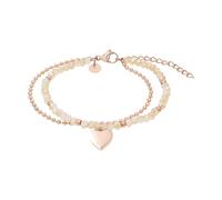 Tom Tailor 2100642 Women's Bracelet Stainless Steel with Glass 16 + 4 cm Rose Heart Gift Idea Comes in Jewellery Gift Box
