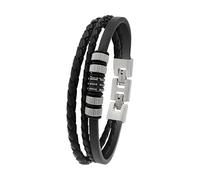 Tom Tailor 2100690 Men's Bracelet Stainless Steel and Leather and Rubber, 20.5 + 1.5 cm, Bicolour, Gift Idea, Comes in Jewellery Gift Box