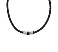 Tom Tailor 2100702 Men's Necklace with Pendant Stainless Steel and Rubber and Leather, 47 + 5 cm, Brown, Gift Idea, Comes in Jewellery Gift Box