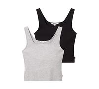 TOM TAILOR Denim Ladie's 1037097 T-Shirt, 10367-Light Silver Grey Melange, L (Pack of 2)