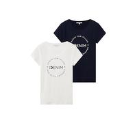 TOM TAILOR Denim Ladie's 1037233 T-Shirt, 10668-Sky Captain Blue, XL (Pack of 2)