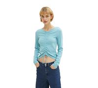 TOM TAILOR Denim Ladie's 1034833 Long-Sleeved Shirt with Lacing, 30271-Bright Reef Blue, XXL