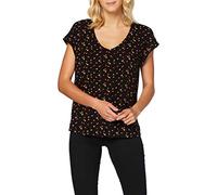 TOM TAILOR Denim Ladie's 1020980 Patterned Short Sleeve Tunic Blouse, 24230-Black Red Flower Print, M