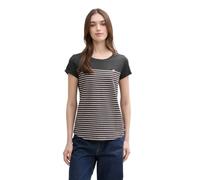 Tom Tailor Denim Ladies Striped T-Shirt with Heart Print 1012686, 19022 - Dark Grey Rose Stripe, X-Small