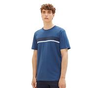 TOM TAILOR Denim Men's 1036965 T-Shirt with Logo Print, 10318-Dark Duck Blue, S