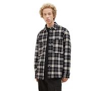 TOM TAILOR Denim Men's 1037495 Relaxed Fit Fleece Overshirt Jacket, 32685-Black White Classic Check, XXL