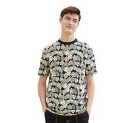 TOM TAILOR Denim Men's 1040862 T-Shirt, 34828-Black Multicolor Leaves Print, XS