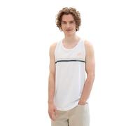 TOM TAILOR Denim Men's 1042073 Summer Tank top with Logo Print, 20000-White, S
