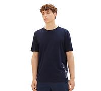 TOM TAILOR Denim Men's Basic T-Shirt with Logo Print, 10668-sky Captain Blue, S