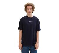 TOM TAILOR Denim Men's 1040880 Basic T-Shirt with Logo Print, 11075-Navy, S