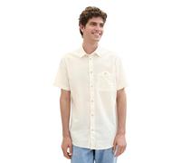TOM TAILOR Denim Men's 1041383 Chambray Short-Sleeve Chest Pocket Shirt, 10338 Soft Light Beige, L