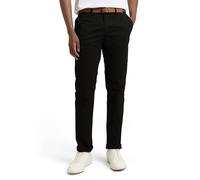 TOM TAILOR Denim Men's Chino Trousers with Belt 1008253, 29999 - Black, 34W / 34L
