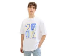 TOM TAILOR Denim Men's 1042036 Oversize T-Shirt with Photo Print, 20000-White, S