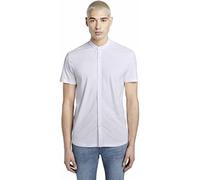 TOM TAILOR Denim Men's Piqué Short-Sleeve Shirt, Casual Shirt, White, S
