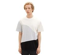 TOM TAILOR Denim Men's Relaxed Fit Cutline T-Shirt, 12906 Wool White, L