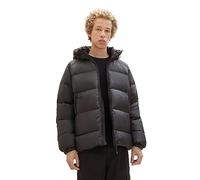 TOM TAILOR Denim Men's Relaxed Fit Recycled Down Puffer Jacket with Hood, 29999 - Black, XL