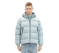 TOM TAILOR Denim Men's Relaxed Fit Recycled Down Puffer Jacket with Hood, 30463 - Dusty Mint Blue, XL