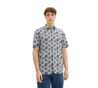 TOM TAILOR Denim Men's 1041392 Relaxed fit Short Sleeve Shirt with Palm Tree Pattern, 35586-Navy Summer Print, L