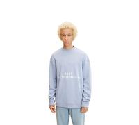 TOM TAILOR Denim Men's Relaxed Sweatshirt with Print 1032769, 11486 - Brunnera Blue, XS