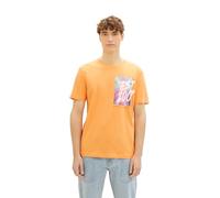 TOM TAILOR Denim Men's 1040853 T-Shirt, 34446-Tangerine Faded Orange, XS
