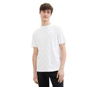 TOM TAILOR Denim Men's 1040860 T-Shirt, 34830-White Black Mini Leaf Print, XS