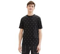 TOM TAILOR Denim Men's 1040860 T-Shirt, 34831-Black White Mini Leaf Print, XS
