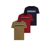 TOM TAILOR Denim Men's Triplepack T-Shirt with Print 1034860, 11279 - Dry Greyish Olive, L