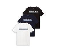 TOM TAILOR Denim Men's Triplepack T-Shirt with Print 1034860, 29999 - Black, XL