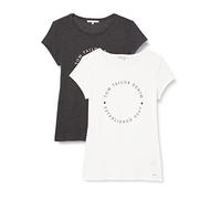 TOM TAILOR Denim Women's 1029695 2-Pack Print T-Shirt, 10522 Shale Grey Melange, S