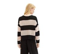 TOM TAILOR Denim Women's 1038094 Pullover Sweater, 32458-Rose Black Colorblock Stripe, L
