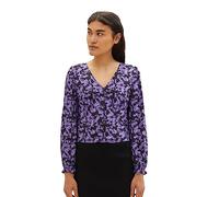 TOM TAILOR Denim Women's 1038129 Blouse, 32417-Lilac Black Flower Print, M