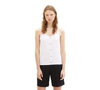 TOM TAILOR Denim Women's 1038399 Top with Button Placket, 20000-White, Large