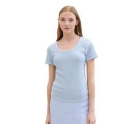 TOM TAILOR Denim Women's 1041410 Basic T-Shirt with Ribbed, 17451-Dusty Cornflower, L