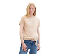 TOM TAILOR Denim Women's 1042790 Basic T-Shirt with Knot Detail, 33754-Bisque, L