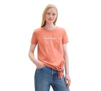 TOM TAILOR Denim Women's 1042790 Basic T-Shirt with Knot Detail, 35155-Burnt Terracotta, L