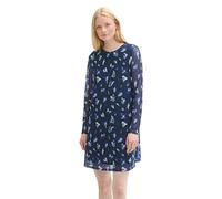 TOM TAILOR Denim Women's 1043158 mesh mini Dress with Pattern, 35918-Abstract Navy Floral Print, S