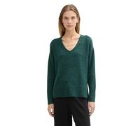 TOM TAILOR Denim Women's 1043316 Cosy Knitted V-Neck Sweater, 10592-Midnight Forest Green Mélange, XS