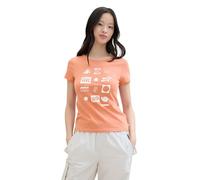 TOM TAILOR Denim Women's 1043624 Basic T-Shirt with Print, 35155-Burnt Terracotta, XXL